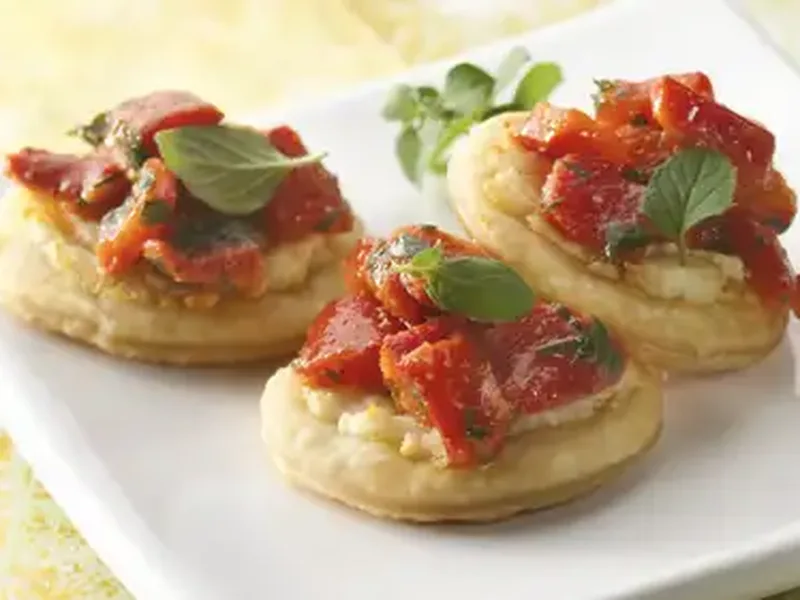 Roasted Red Pepper Goat Cheese Bites with Pillsbury Pie Crust