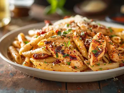 Creamy Parmesan Sun-Dried Tomato Chicken Penne Pasta