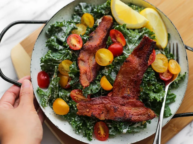Massaged Kale BLT Salad with Paleo Dressing