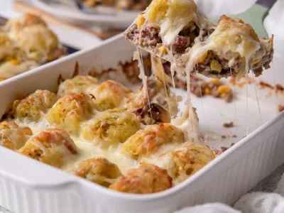 Quick Ground Beef Tater Tot Cowboy Casserole