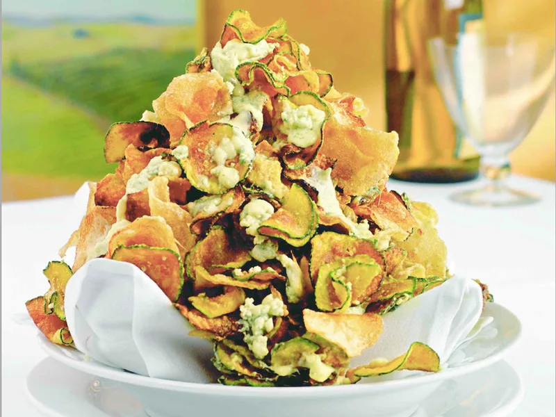 Crispy Zucchini Chips with Melted Gorgonzola