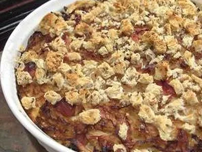 Cabbage and Bacon Bake with Breadcrumb Topping
