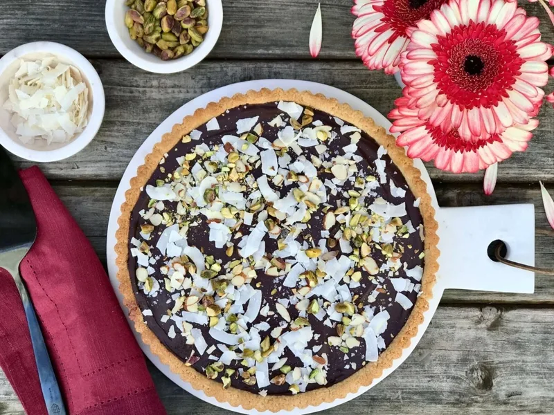 Gluten-Free Chocolate Coconut Almond Tart with Rich Ganache