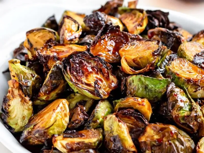Air Fryer Brussels Sprouts with Balsamic Glaze