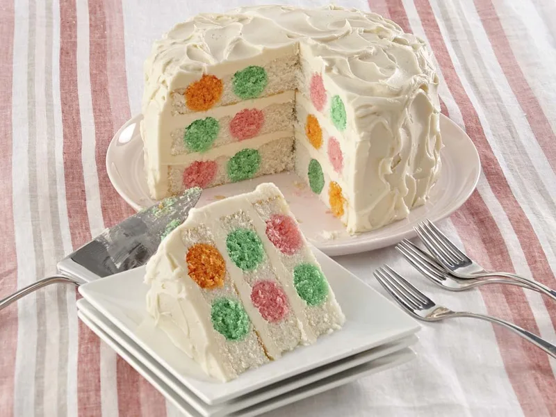 Polka Dot Cut-Out Cake with Vanilla Buttercream
