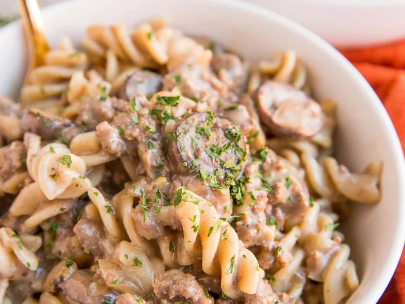 Gluten-Free Dairy-Free Ground Beef Stroganoff with Coconut Milk