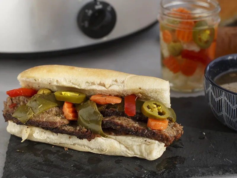 Slow Cooker Chicago Italian Beef with Peppers