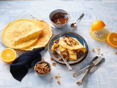 Lactose-Free Crepes with Chocolate Walnut Sauce