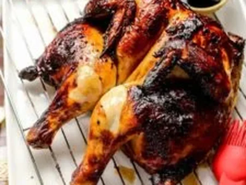 Sweet and Spicy Sriracha Soy Roasted Chicken with Honey Glaze