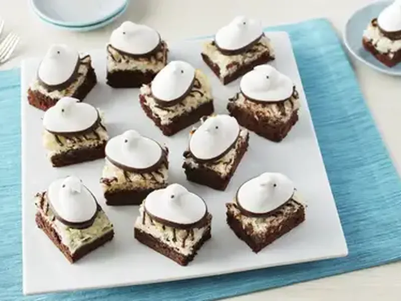 PEEPS Coconut Macaroon Brownies with Chocolate Drizzle