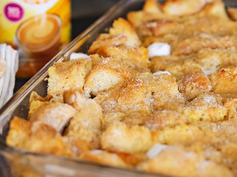 Caramel Marshmallow Baked French Toast with Overnight Prep