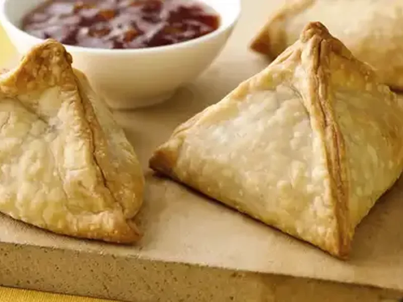 Spicy Beef and Sweet Potato Samosas with Chipotle Marmalade