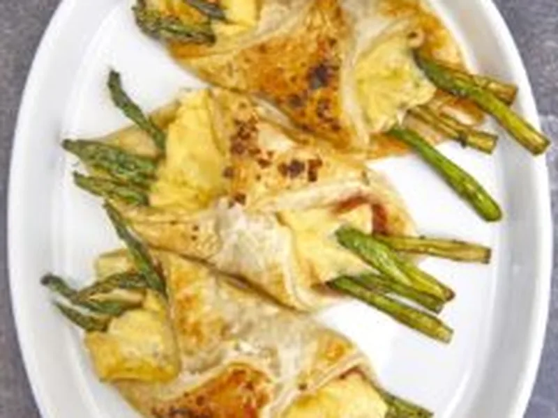 Grilled Asparagus Salami Puff Pastry Bundles with Smoked Gouda