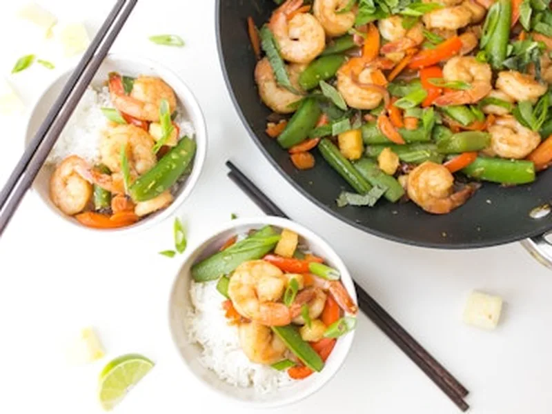Teriyaki Tofu Stir-fry with Fresh Vegetables and Pineapple