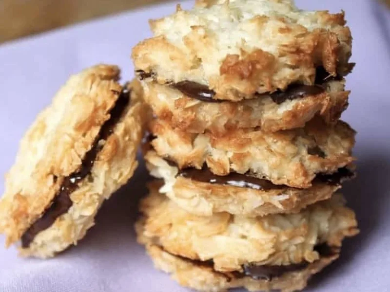 Coconut Macaroons with Chocolate Sandwich Filling