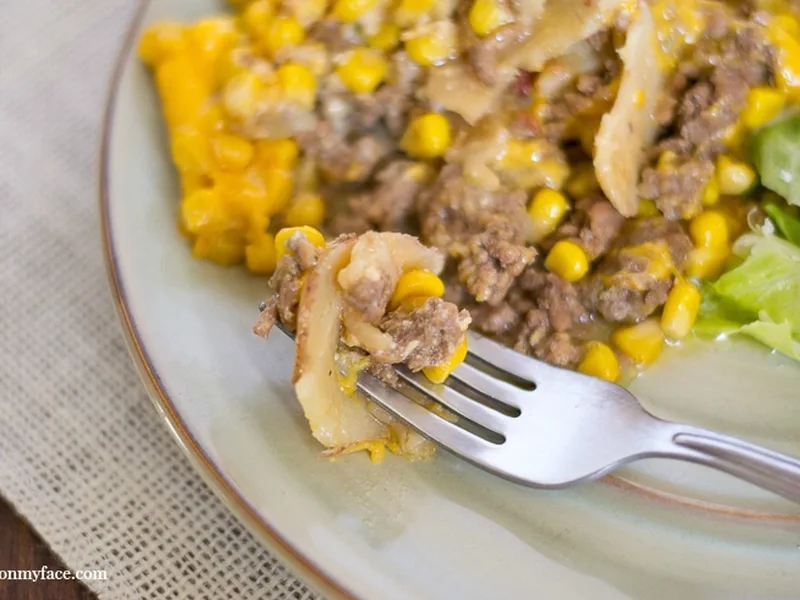Crock Pot Beefy Ranch Potato Casserole with Cheddar
