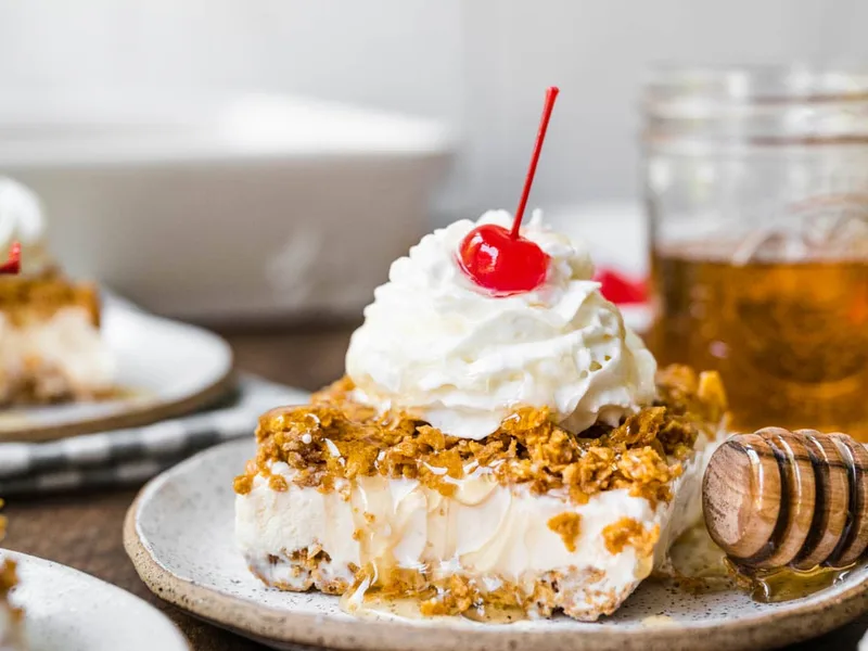 Fried Ice Cream Dessert Casserole with Cinnamon Corn Flakes