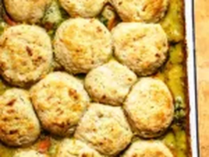 Easy Broccoli Cheddar Cobbler with Buttermilk Biscuits