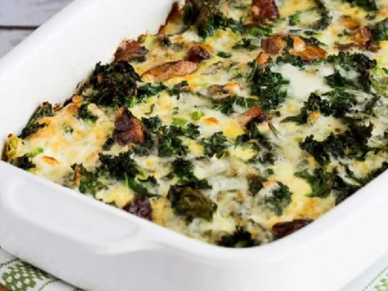 Sausage Kale Mozzarella Egg Bake - Hearty Breakfast Casserole