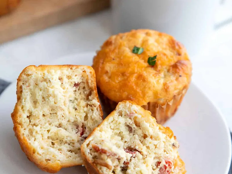 Savory Cottage Cheese Protein Muffins with Bacon and Cheddar