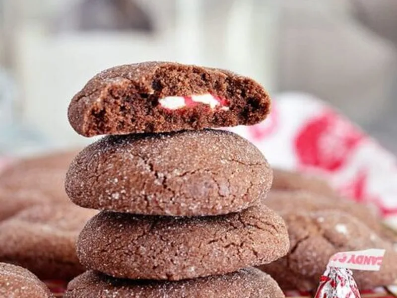 Peppermint Surprise Crinkle Cookies with Candy Centers