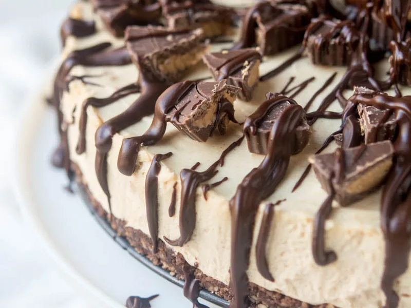 Low Carb Peanut Butter Cup Cheesecake with Almond Flour Crust
