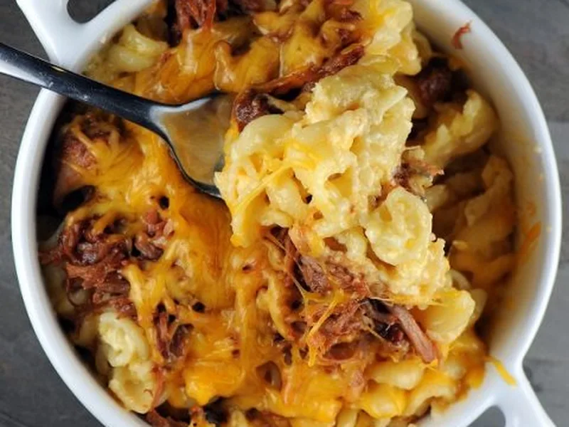 BBQ Pulled Pork Mac and Cheese Casserole