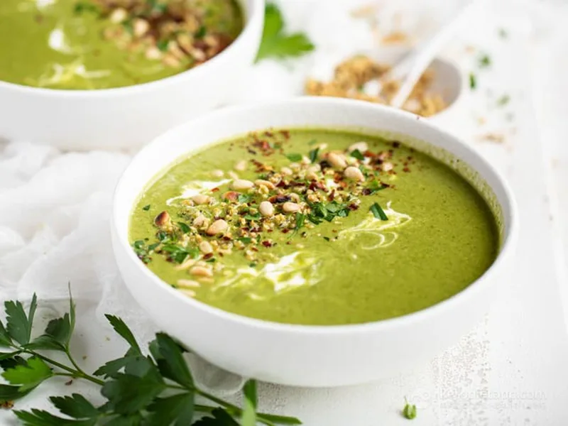 Keto Green Immune Boosting Soup with Coconut and Turmeric