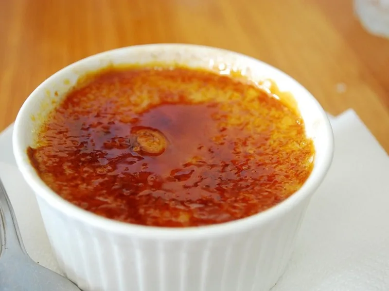 Classic Vanilla Bean Creme Brulee with Caramelized Sugar Top