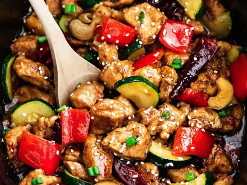 Slow Cooker Kung Pao Chicken with Cashews and Bell Peppers