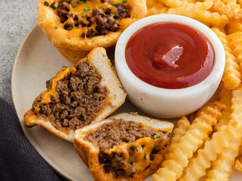 Cheesy BBQ Beef Bites - Baked Ground Beef and Biscuit Cups