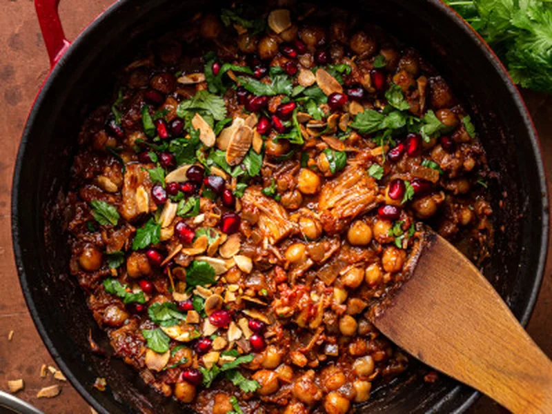 Vegan Jackfruit Tagine with Baharat and Chickpeas