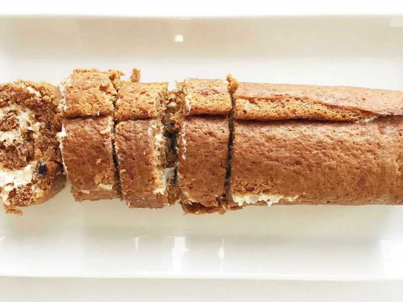 Skinny Carrot Cake Roll with Cream Cheese Filling