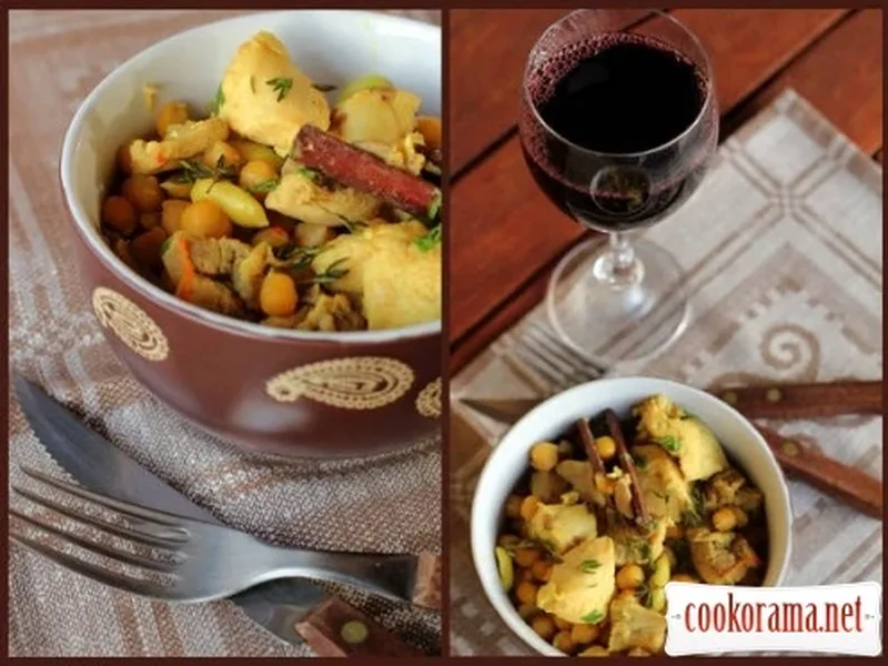 Chicken K'dra with Almonds and Chickpeas