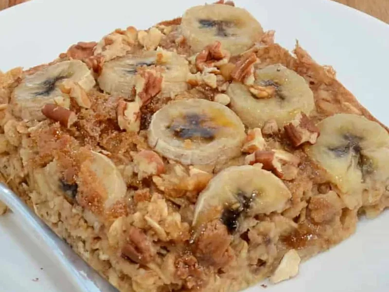 Baked Banana Pecan Oatmeal with Broiled Sugar