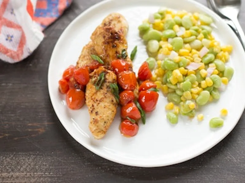 Pan-Seared Chicken Cutlets with Herb Tomato Sauce