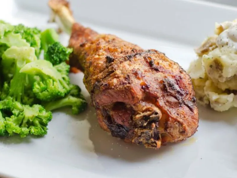 Baked Lemon Ancho Chile Spiced Turkey Legs with Crispy Skin