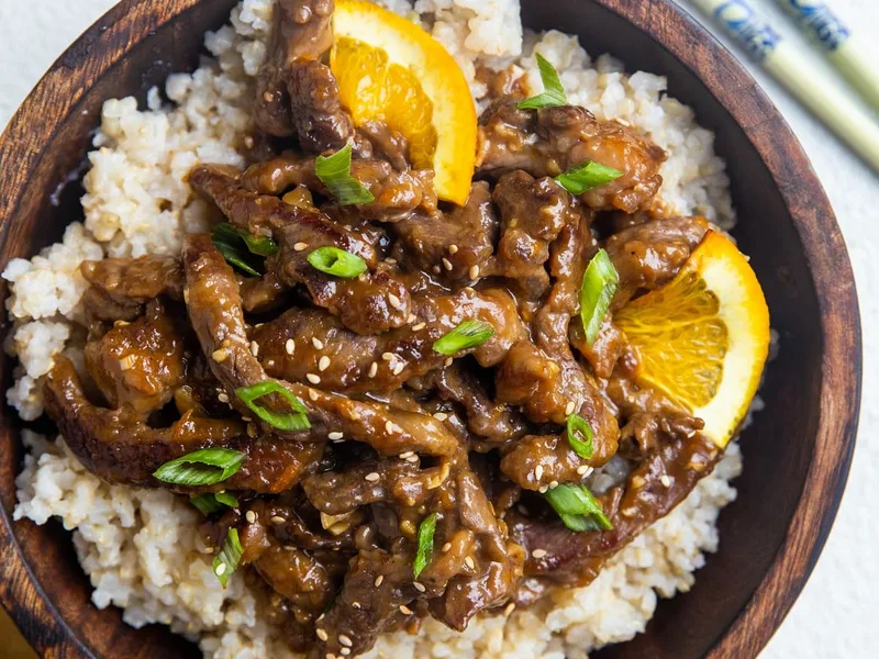 30-Minute Pan-Seared Orange Beef with Tapioca Crust