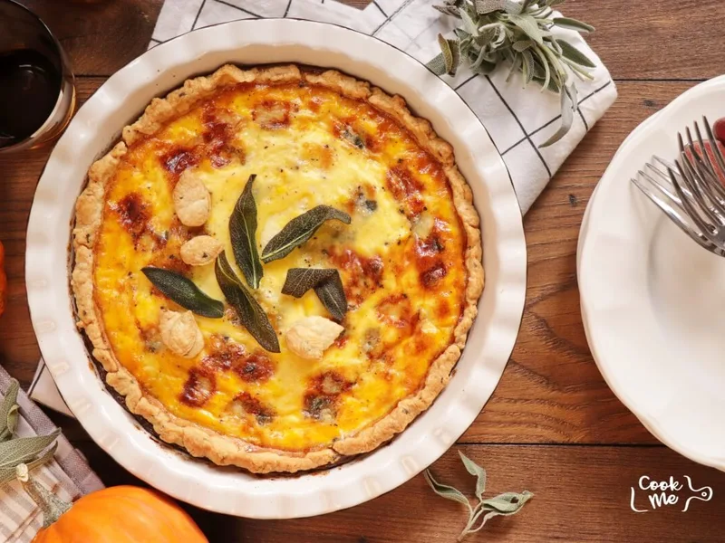 Sage Pumpkin and Gorgonzola Quiche with Buttery Crust