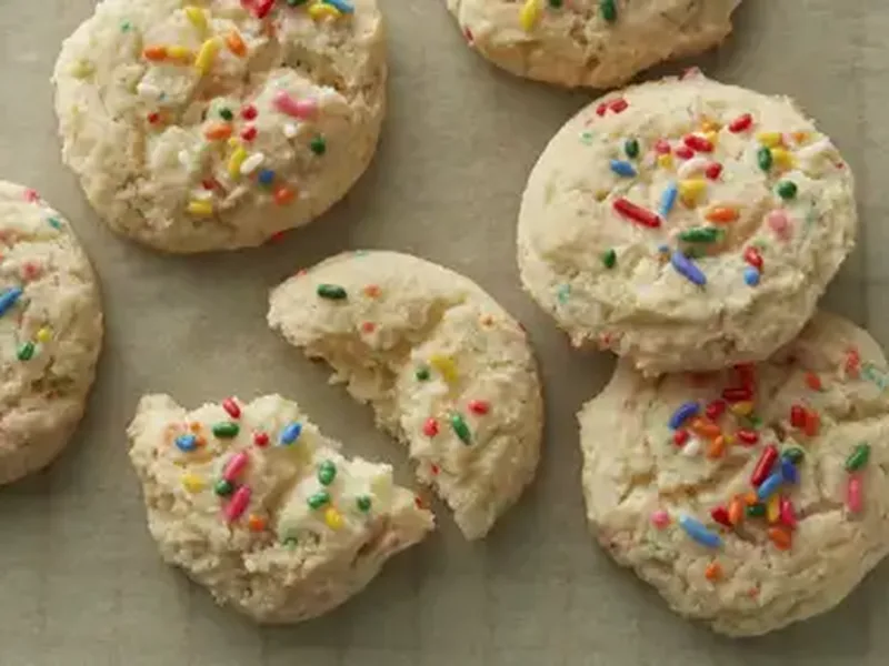 Rainbow Chip Cake Mix Gooey Butter Cookies