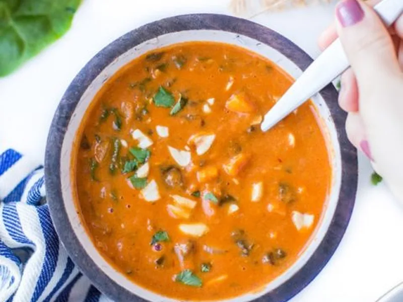 One Pot African Peanut Soup with Collards