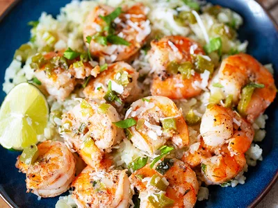 Jamaican Jerk Shrimp with Coconut Cauliflower Rice