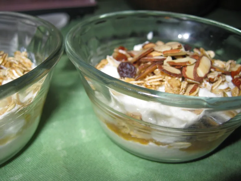 Layered Ricotta Raspberry Parfait with Toasted Almonds