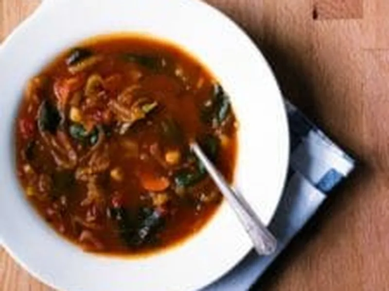Tomato Sage Chickpea Soup with Porcini Mushrooms