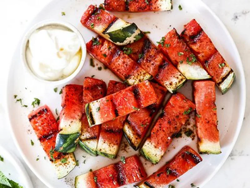 Spicy Grilled Watermelon with Honey-Yogurt