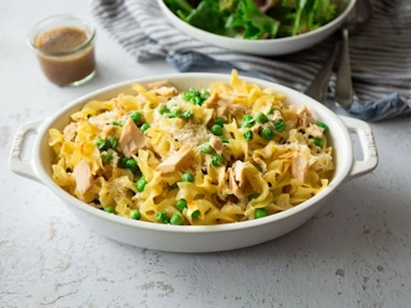Tuna Noodle Casserole with Peas and Panko Topping