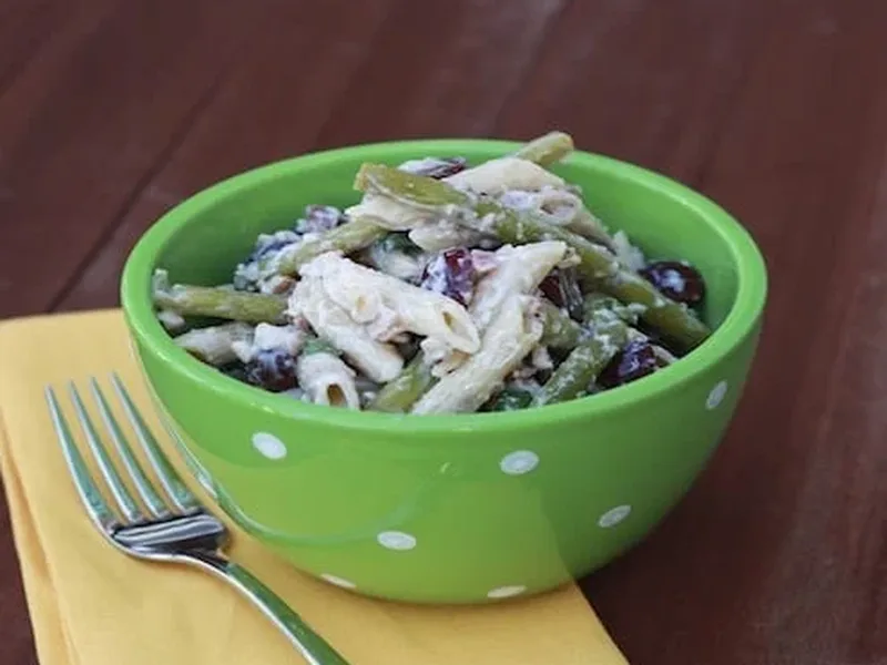Green Bean Grape and Bacon Pasta Salad with Toasted Pecans