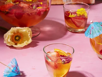 Rosé Sangria with Strawberries and Floral Garden Party Syrup