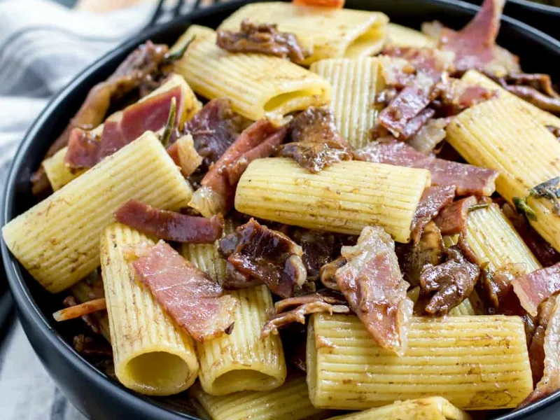 Rigatoni with Porcini Mushrooms and Prosciutto di Modena