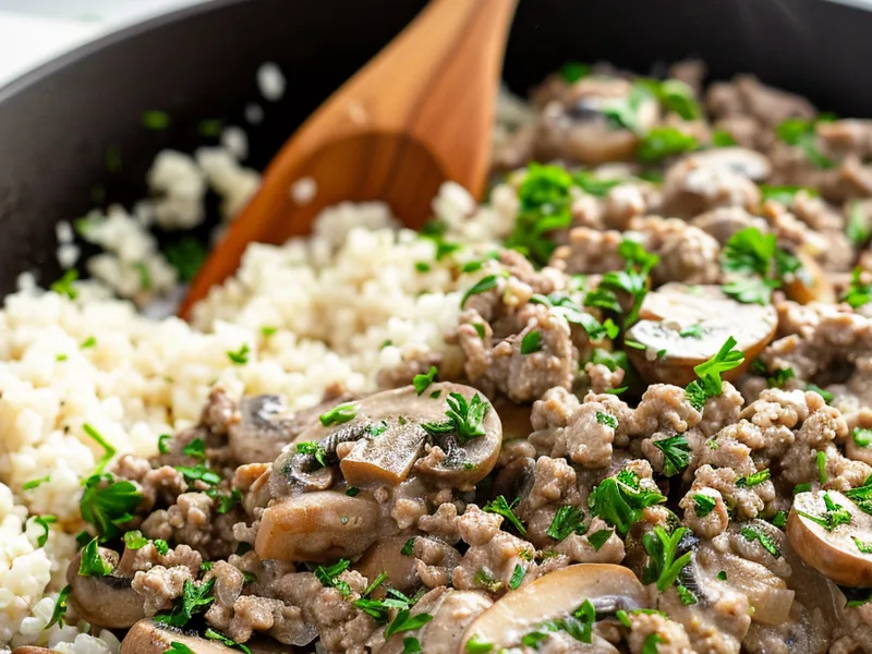 Ground Beef Stroganoff with Mushrooms and Sour Cream Sauce